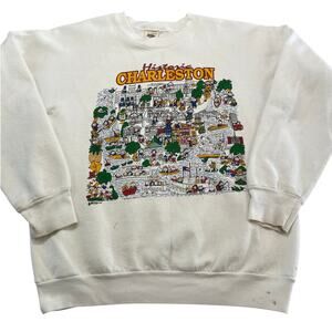 Vintage Historic Charleston South Carolina Sweatshirt White size L Raglan USA